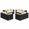 8-tlg. Garten-Lounge-Set mit Kissen Poly Rattan Schwarz