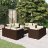 9-tlg. Garten-Lounge-Set mit Kissen Poly Rattan Braun