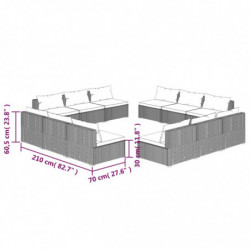 12-tlg. Garten-Lounge-Set mit Kissen Poly Rattan Braun