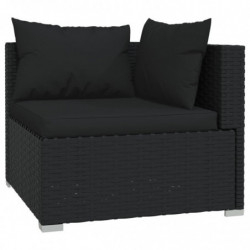 12-tlg. Garten-Lounge-Set mit Kissen Poly Rattan Schwarz