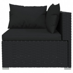 12-tlg. Garten-Lounge-Set mit Kissen Poly Rattan Schwarz