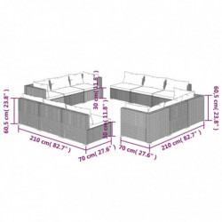 12-tlg. Garten-Lounge-Set mit Kissen Poly Rattan Braun