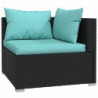 13-tlg. Garten-Lounge-Set mit Kissen Poly Rattan Schwarz