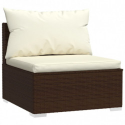 13-tlg. Garten-Lounge-Set mit Kissen Poly Rattan Braun