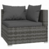 13-tlg. Garten-Lounge-Set mit Kissen Poly Rattan Grau