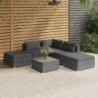 6-tlg. Garten-Lounge-Set mit Kissen Poly Rattan Grau