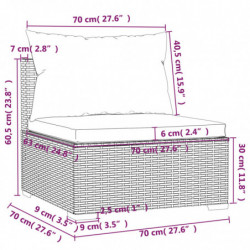 5-tlg. Garten-Lounge-Set mit Kissen Poly Rattan Grau