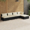 5-tlg. Garten-Lounge-Set mit Kissen Poly Rattan Schwarz