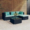 5-tlg. Garten-Lounge-Set mit Kissen Poly Rattan Schwarz