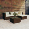 5-tlg. Garten-Lounge-Set mit Kissen Poly Rattan Braun