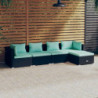 5-tlg. Garten-Lounge-Set mit Kissen Poly Rattan Schwarz