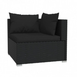 6-tlg. Garten-Lounge-Set mit Kissen Poly Rattan Schwarz