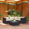 5-tlg. Garten-Lounge-Set mit Kissen Poly Rattan Schwarz