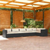 6-tlg. Garten-Lounge-Set mit Kissen Poly Rattan Schwarz