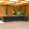 6-tlg. Garten-Lounge-Set mit Kissen Poly Rattan Schwarz