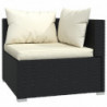 7-tlg. Garten-Lounge-Set mit Kissen Poly Rattan Schwarz