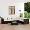 7-tlg. Garten-Lounge-Set mit Kissen Poly Rattan Schwarz