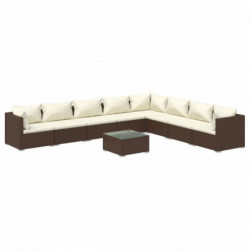 9-tlg. Garten-Lounge-Set mit Kissen Poly Rattan Braun