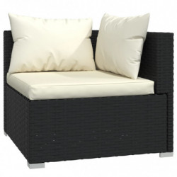 9-tlg. Garten-Lounge-Set mit Kissen Poly Rattan Schwarz