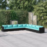 9-tlg. Garten-Lounge-Set mit Kissen Poly Rattan Schwarz