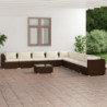 10-tlg. Garten-Lounge-Set mit Kissen Poly Rattan Braun