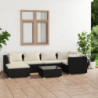 7-tlg. Garten-Lounge-Set mit Kissen Poly Rattan Schwarz