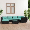 7-tlg. Garten-Lounge-Set mit Kissen Poly Rattan Schwarz