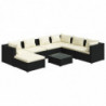 8-tlg. Garten-Lounge-Set mit Kissen Poly Rattan Schwarz