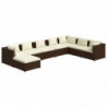 8-tlg. Garten-Lounge-Set mit Kissen Poly Rattan Braun