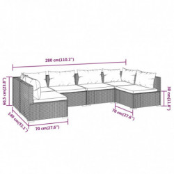 6-tlg. Garten-Lounge-Set mit Kissen Poly Rattan Schwarz