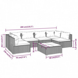 7-tlg. Garten-Lounge-Set mit Kissen Poly Rattan Schwarz