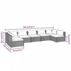 7-tlg. Garten-Lounge-Set mit Kissen Poly Rattan Schwarz