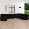 9-tlg. Garten-Lounge-Set mit Kissen Poly Rattan Schwarz