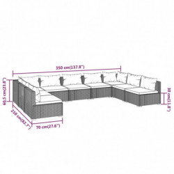 9-tlg. Garten-Lounge-Set mit Kissen Poly Rattan Schwarz