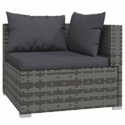 11-tlg. Garten-Lounge-Set mit Kissen Poly Rattan Grau