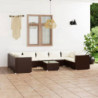 10-tlg. Garten-Lounge-Set mit Kissen Poly Rattan Braun