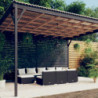 10-tlg. Garten-Lounge-Set mit Kissen Schwarz Poly Rattan