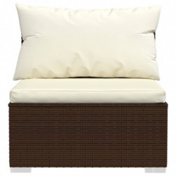 9-tlg. Garten-Lounge-Set mit Kissen Braun Poly Rattan