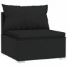 11-tlg. Garten-Lounge-Set mit Kissen Schwarz Poly Rattan