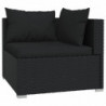 11-tlg. Garten-Lounge-Set mit Kissen Schwarz Poly Rattan