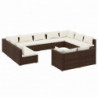 11-tlg. Garten-Lounge-Set mit Kissen Braun Poly Rattan