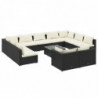 12-tlg. Garten-Lounge-Set mit Kissen Schwarz Poly Rattan