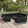 12-tlg. Garten-Lounge-Set mit Kissen Schwarz Poly Rattan