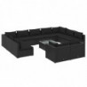 12-tlg. Garten-Lounge-Set mit Kissen Schwarz Poly Rattan