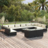 13-tlg. Garten-Lounge-Set mit Kissen Schwarz Poly Rattan