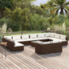 13-tlg. Garten-Lounge-Set mit Kissen Braun Poly Rattan