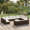 14-tlg. Garten-Lounge-Set mit Kissen Braun Poly Rattan