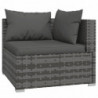 14-tlg. Garten-Lounge-Set mit Kissen Grau Poly Rattan