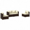 4-tlg. Garten-Lounge-Set mit Kissen Poly Rattan Braun