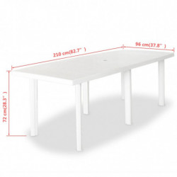 Gartentisch Weiß 210 x 96 x 72 cm Kunststoff